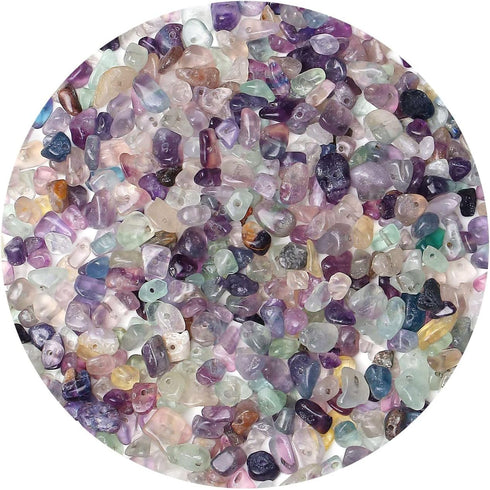 Fluorite 400pcs Natural Chip Stone Beads 5-8mm Healing Crystal Irregular Gemstones Drilled DIY Loose Rocks Bead Crystal for Bracelet Earrings Neck...