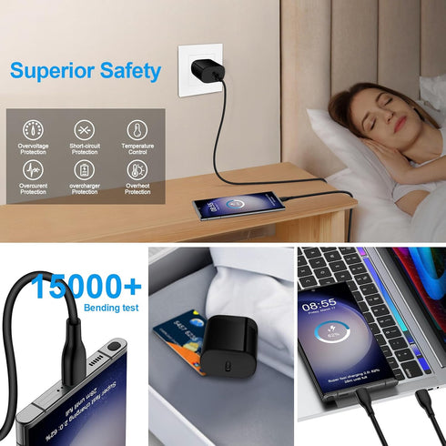 USB C Fast Samsung Charger Block for Samsung Galaxy S23 Ultra FE A54 5G A14 5G A13 A53 A03s A23 S23 FE S22 S21 S20 Z Flip 5 Z Fold 5,iPhone 15 Pro...