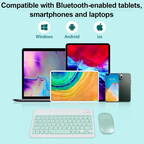 Bluetooth Keyboard and Mouse Combo Ultra-Slim Portable Rechargeable Compact Wireless Mouse Keyboard Set for Pad/iPad Pro/iPad Mini/iPad Air Mac OS...