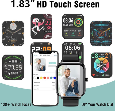 Smart Watch Full Touch Smart Watches for Android iOS Phones Compatible (Answer/Make Call) Smart Fitness Tracker Watch for Women Man Waterproof Sma...