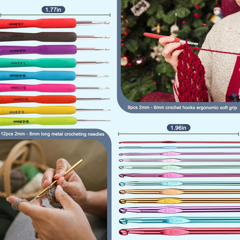 Katech 85-Piece Crochet Hooks Set, Crochet Hook Kit with Storage Case, Ergonomic Knitting Needles Weave Yarn Kits DIY Hand Knitting Craft Art Tool...