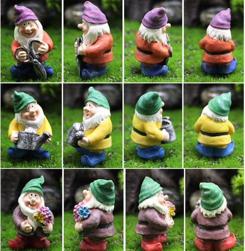 MAOMIA Miniature Gnome Figurines 6 Pcs Fairy Garden Gnome Statues Micro Landscape Decoration Plant Flower Pots Ornaments(Random 6...