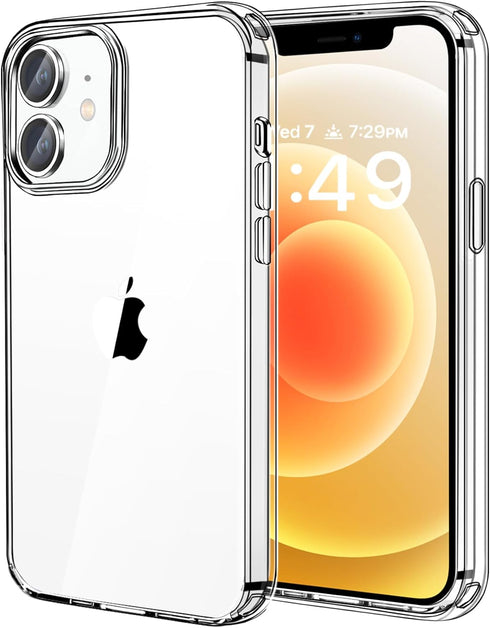 JJGoo Compatiable with iPhone 12 Case and 12 Pro Case Clear, Transparent Shockproof Phone Case, Slim Anti-Scratch Hard PC Back Protective Cover Bu...