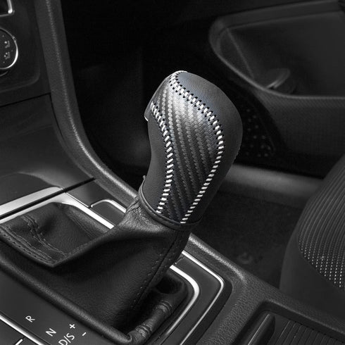JIECHEN Auto Car Leather Gear Shift Knob Cover for Golf Jetta Passat Tiguan Atlas Beetle GLI Eos CC Golf TDI E-Golf Golf Sportwagen Jetta Hybrid G...
