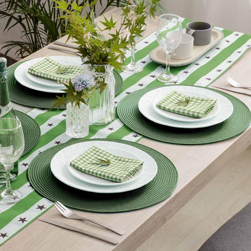 AHHFSMEI Round Braided Placemats 15 Inch Round Table Mats for Dining Tables Natural Woven Heat Resistant Place mats Set of 6 (Olive Green)...