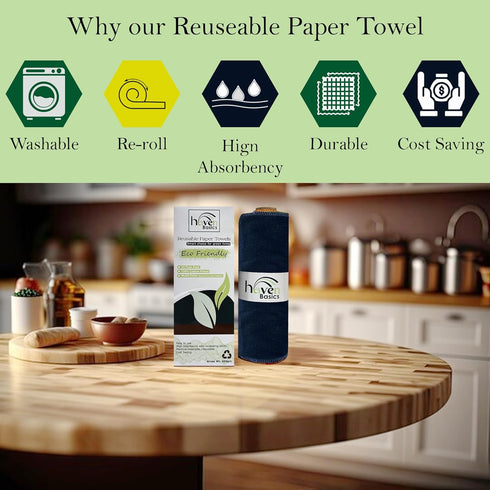 Reusable Paper Towels - Value Pack of 24 Paperless Towels 100% Cotton, Super Soft, Absorbent, Washable, and Made to Last. Cut Back, Waste Less wit...