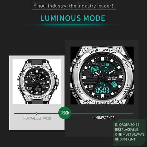 Yihou Men's Military Watch Outdoor Sports Electronic Watch Tactical Army Wristwatch LED Stopwatch Waterproof Digital Analog Watches...