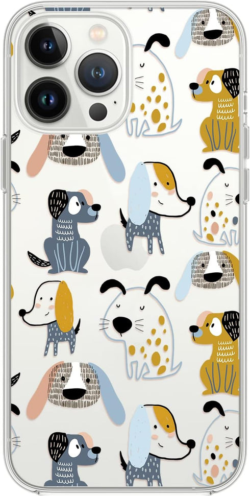 Blingy's for iPhone 13 Pro Case (6.1 inch), Fun Dog Style Cute Animal Pattern Funny Cartoon Design Transparent Soft TPU Protective Clear Case (Car...