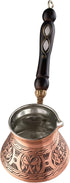 BCS 12 Oz Copper Turkish Greek Arabic Coffee Pot with Wooden Handle (4 servings) Cezve Ibrik Briki Stovetop Coffee Maker (Includes Wooden Spoon)...