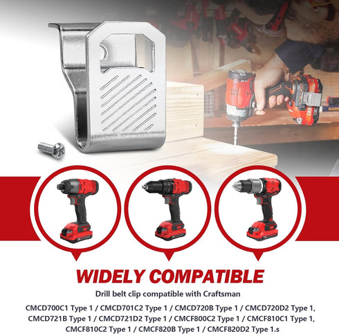 Cordless Drill Belt Clip Hook Replacement for Craftsman N597001-6 Pack...