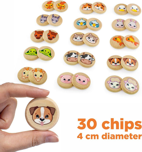 Ulanik Domestic Animals Matching Memory Game for Toddlers Age 3 + Year Old Preschool Wooden Board Games for Kids 4-8 Learning & Education Toys — 3...