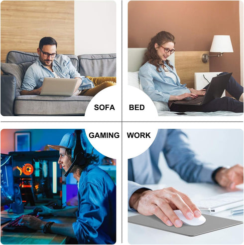 Mouse Pad, Gray Premium Hard Metal Aluminum Mousepad, Double Side Waterproof Ultra Smooth Mouse Pad for Fast and Accurate Mouse Control for Office...