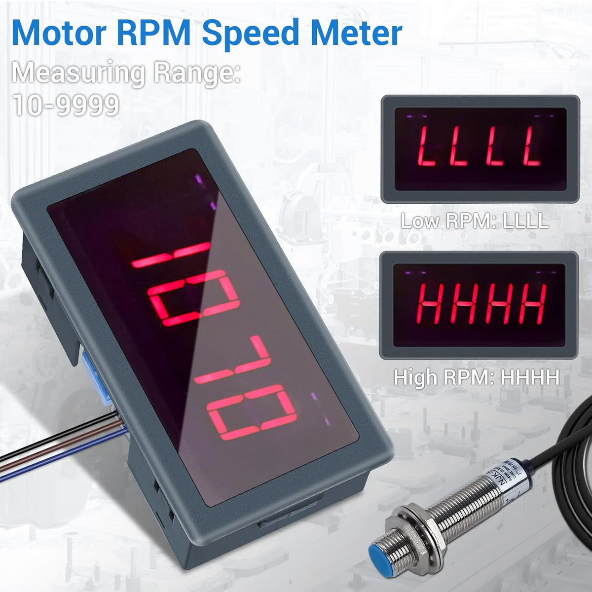 4 Digital Led Tachometer Gauge Rpm Speed Meter With Hall Proximity