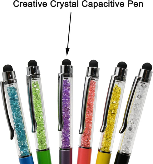 Maydahui 30PCS Crystal Diamond Capacitive Ballpoint Pens Universal Touch Screen Stylus Pen Retractable 2 in 1 Pens Black Ink for School Studens Ce...