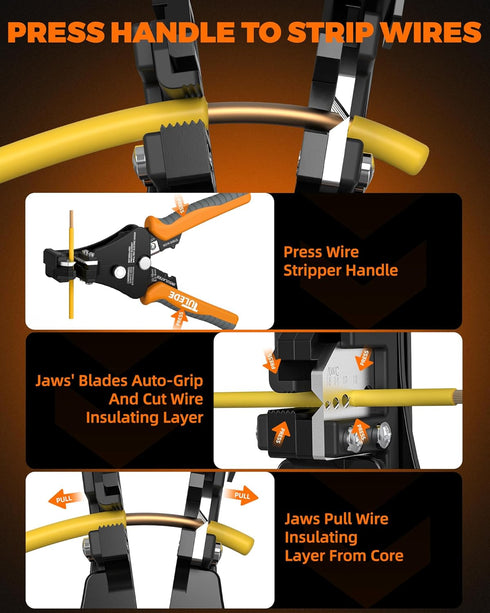 Automatic Wire Stripper, 3 IN 1 Stripper/Cutter/Crimping Self Adjusting Wire Stripper, 7 Inch Wire Stripper for 8-18 AWG Solid and Stranded Electr...