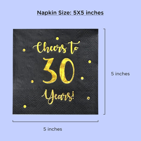 Cheers to 30 Years Cocktail Napkins | Happy 30th Birthday Decorations for Men and Women and Wedding Anniversary Party Decorations | 50-Pack 3-Ply ...