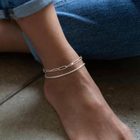 Moodear Ankle Bracelets for Women - Waterproof Sterling Silver Anklet Dainty Layered Adjustable Anklets Set Summer Beach Jewelry Gifts...