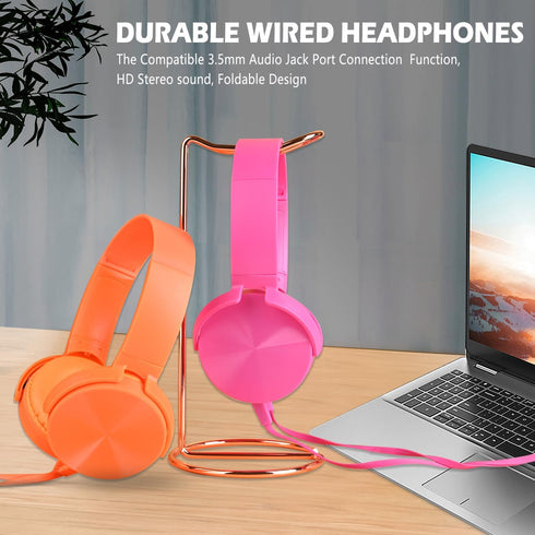 Kids Headphones 2 Pack for School Classroom K-12, Durable Wired Student Computer Online Learning Headset for Laptop Library Airplane and Travel (P...