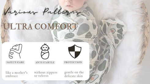 Newborn Blanket Baby Stretch Wrap Swaddle Blanket Receiving Blanket Set with Matching Beanie...