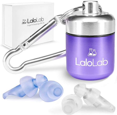 Ear Plugs for Sleeping by LaloLab | 2 Sizes Comfortable Reusable Noise Cancelling Earplugs for Sleep, Snoring, Travel & Work | Up to 28 dB NRR | C...