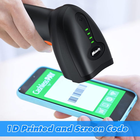 Bluetooth Wireless Barcode Scanner with Stand,Alacrity 3-in-1(Bluetooth & 2.4GHz Wireless & USB Wired) Bar Code Reader,1800mA*H Rechargeable Batte...