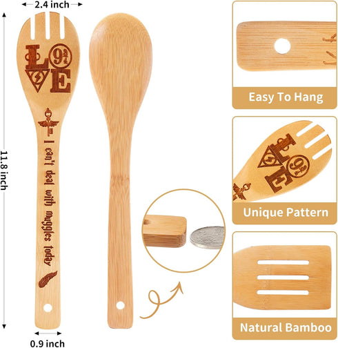 Harry Gifts for Women Kitchen Accessories Wooden Spoons for Cooking Utensils Set 7pcs Magic Wizard Spoon for Wedding&Housewarming-Wooden Spatula f...