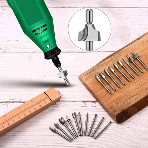 Wood Carving Bits Engraving Router Bit, 20pcs HSS Different Rotary Burr Set with 1/8"(3mm) Shank for Rotary Tools for DIY Woodworking, Carving, Dr...