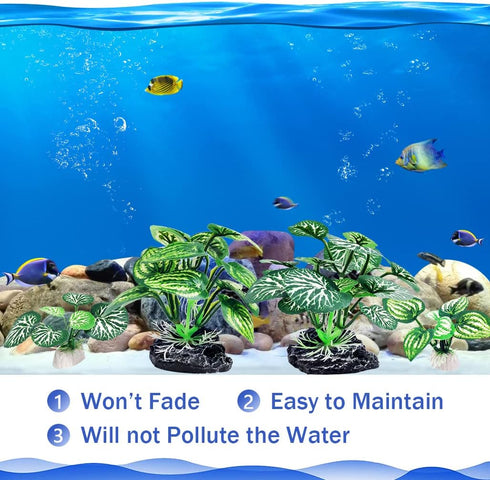 4PCS Aquarium Plants Betta Fish Tank Decorations Small Size Soft Faux Silk Aquarium for Hiding Fish Reptil...