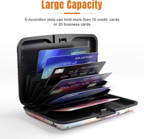 Rimilak Aluminuml Credit Card Holder, Mini Credit Card Wallet RFID Blocking Slim Metal Hard Case for Women Men, Pink Flower...