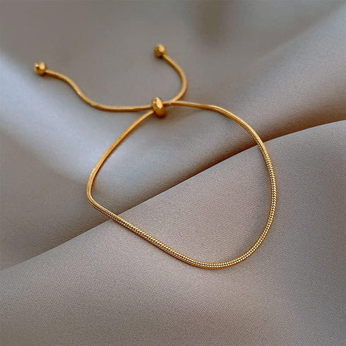 Pingyongchang Thin Chain Bracelets Anklet for Women Adjustable Chain Anklet Bracelet Vintage Fashion Simple Pull Thin Chain Metal Anklet Female Fo...