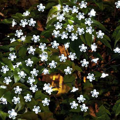 SEMILITS Outdoor Solar String Lights 50LED Flower Shaped Solar Fairy Lights for Christmas Garden Decoration White...