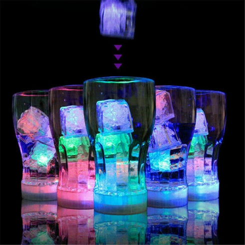 LED Ice Cube Shape Lights Liquid Sensor Glowing Light up Ice Cubes for Drinks Bar Party Wedding Decorations(12Pcs)...