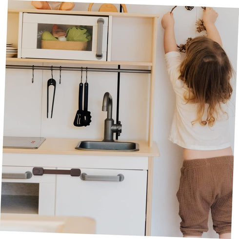 4pcs for Cupboard Drawer Strap Proofing Babyproof Drawers Childproofing Locks Oven Door Plastic Safety Dishwasher Catch Brown Cabinet Cabinets Loc...