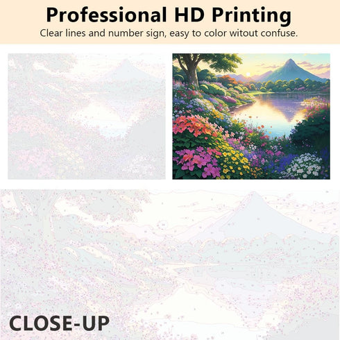 TUMOVO Paint by Numbers for Adults, Landscape DIY Oil Painting Flower Mountain Forest Clouds Reflection Acrylic Paint by Number Kits for Kids Begi...