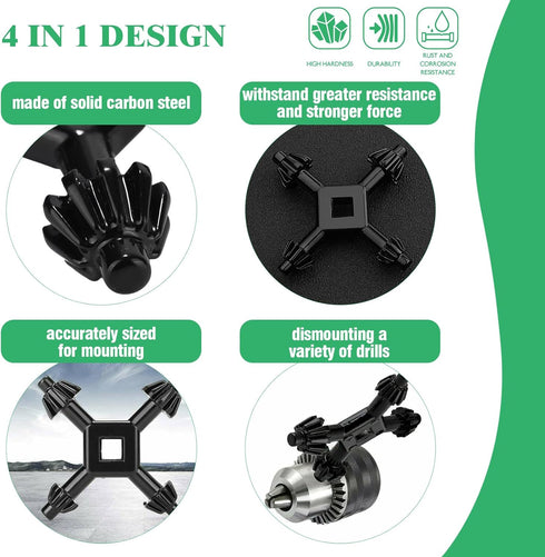 6Pcs Carbon Steel Drill Chuck Key Wrench Set, 3/4" 5/8" 1/2" 3/8" 1/4" Electric Drill Clamping Tool and 4 in 1 Steel Drills Chuck Key for Drill Po...