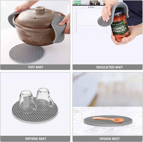 Silicone Trivet for Hot Dishes,Silicone Pot Holders for Kitchen,Hot Pots and Pans,Silicone Hot Pads for Countertops,Silicone Heat Resistant Mat,Ea...