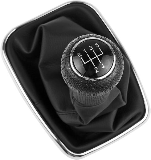 ONEVER 5 Speed Car Gear Shift Knob Gaitor Boot with PU Leather Dustproof Cover Compatible with VW Golf Bora Jetta GTI MK4, Black...