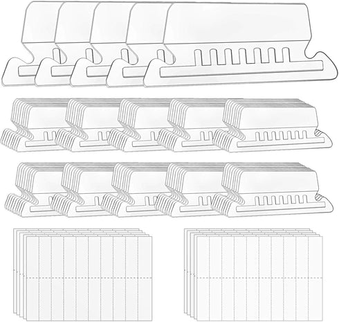 File Folder Tabs, 100+200 Sets Hanging File Folder Tabs with Inserts for Hanging Folders, 2 Inch Clear Plastic Hanging File Tabs for Quick Identif...