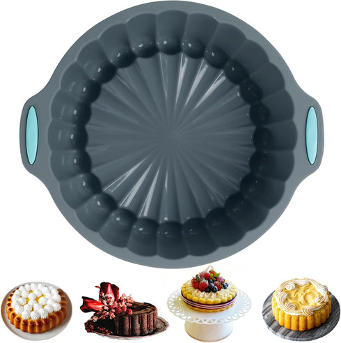 Silicone Charlotte Cake Pan, Non-Stick 8-Inch Food Grade Silicone Cake Mold for Baking Cheese Cake, Chocolate Cake, Rainbow Cakes, and More...