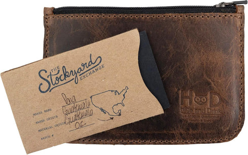 Hide & Drink, Zippered Wallet, Card Case, Folded Bills Storage, Coin Organizer, Travel Accessories, Full Grain Leather, Handmade, Bourbon Brown...