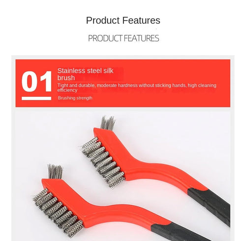 3pcs Small Stainless Steel Little Wire Brushes Set for Cleaning Rust Removal...