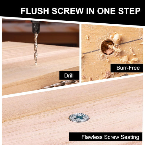 Countersink Drill Bit Set 5Pcs #4#6#8#10#12 Tapered Drill Bit for Woodworking, Counter Sink Drill Bit for Wood, Hex Shank Quick Change Counter Sin...