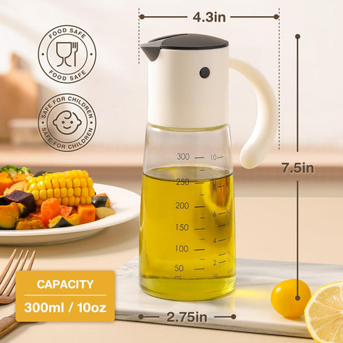 Vucchini Oil Dispenser Olive Oil Dispenser Bottle Set 10 oz for Kitchen Cooking - Auto Flip Condiment Container With Leakproof Vinegar Glass Cruet...
