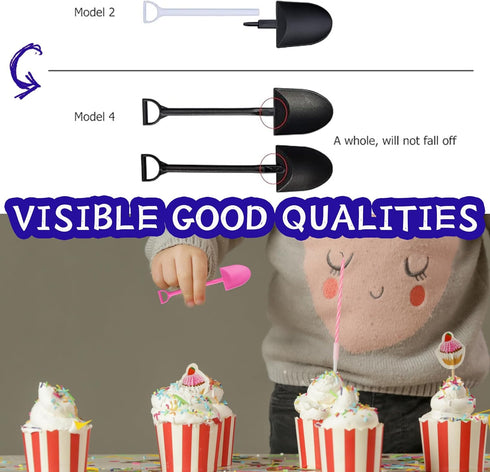 Novelty Mini Shovel Shape Spoons Cute Disposable Plastic Dessert Spoons...
