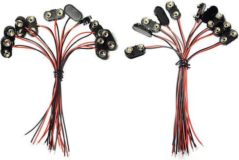 10 Pcs I TYPE 9 Volt Battery Clip And 10 Pcs T Type 9 Volt Battery Connector With Wires Leads...