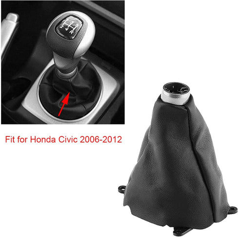 Car Car Shift Knob Cover Manual PU Leather Gear Gaiter Shift Shifter Boot Replacement Shift Boot Replacement for Honda Civic 2006-2012...
