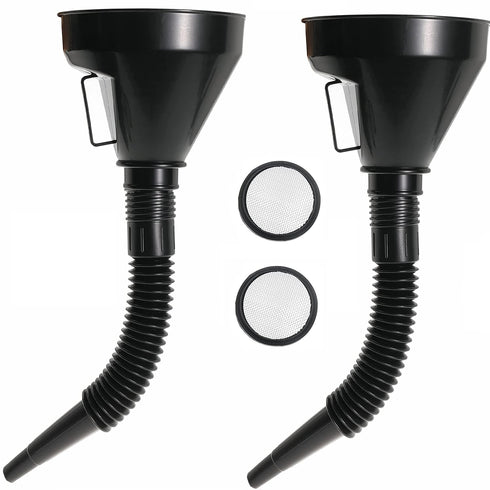 Wide Mouth Oil Funnel with Flexible Extension Nozzle Hose with Handle Mesh Screen Filter for Cars Motorcycles Engine Oil Kerosene Gasoline Gas Fue...