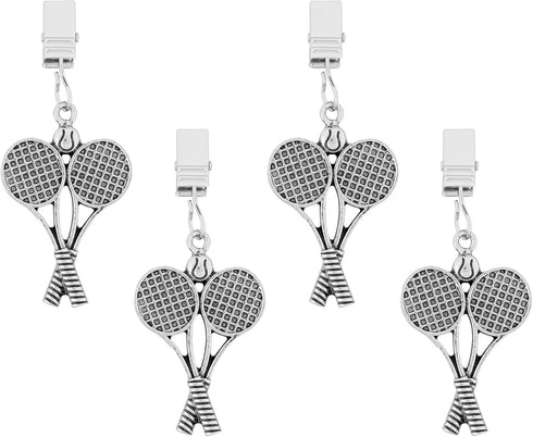 UPware Tennis Tablecloth Weights with Metal Clips, Zinc Alloy Decorative Holders, Outdoor Picnic Table Cloth Clips, Silver, Set of 4...