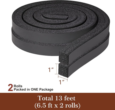 Yotache Window Air Conditioner Foam Insulation Strip 2 Pcs 1 X 1 Inch, No Glue Thick Foam Weather Seal Strip with High Resilience, Total 13 Feet L...