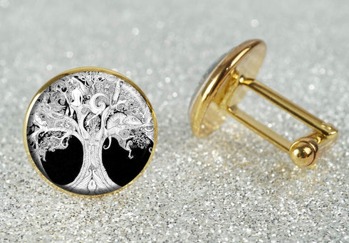 Custom Classic Jewelry Tuxedo Shirt Sliver Cufflinks Men's Unique Business Wedding Gifts (Tree of Life)...